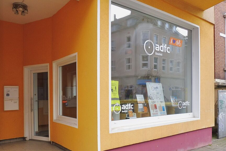 ADFC, Infoladen, Schaufenster, Eingang