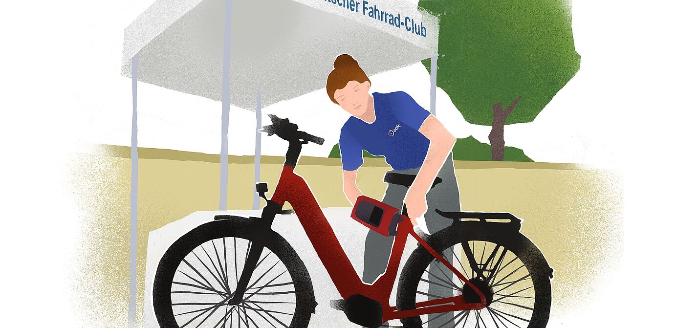Fahrradcodierung Illustration einer Person, die ein Fahrrad codiert